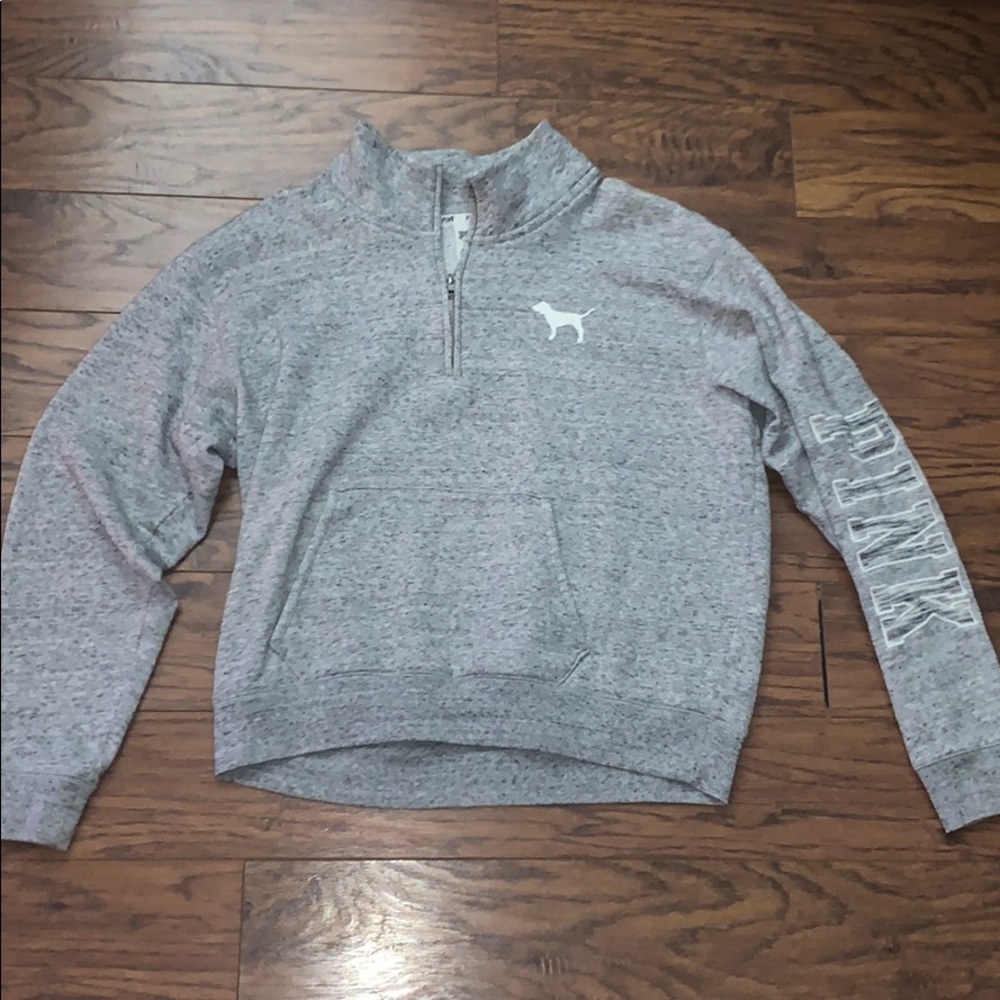 VS Pink grey quarter zip sweatshirt